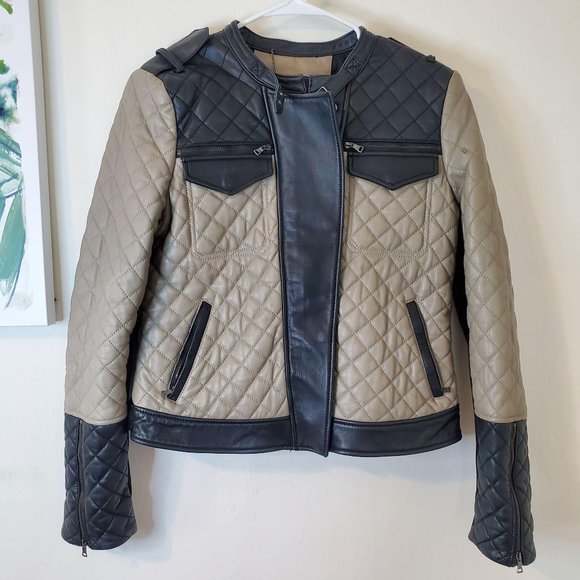 Women's Large BCBGMaxazria Keith Quilted Leather Jacket - Picture 1 of 5